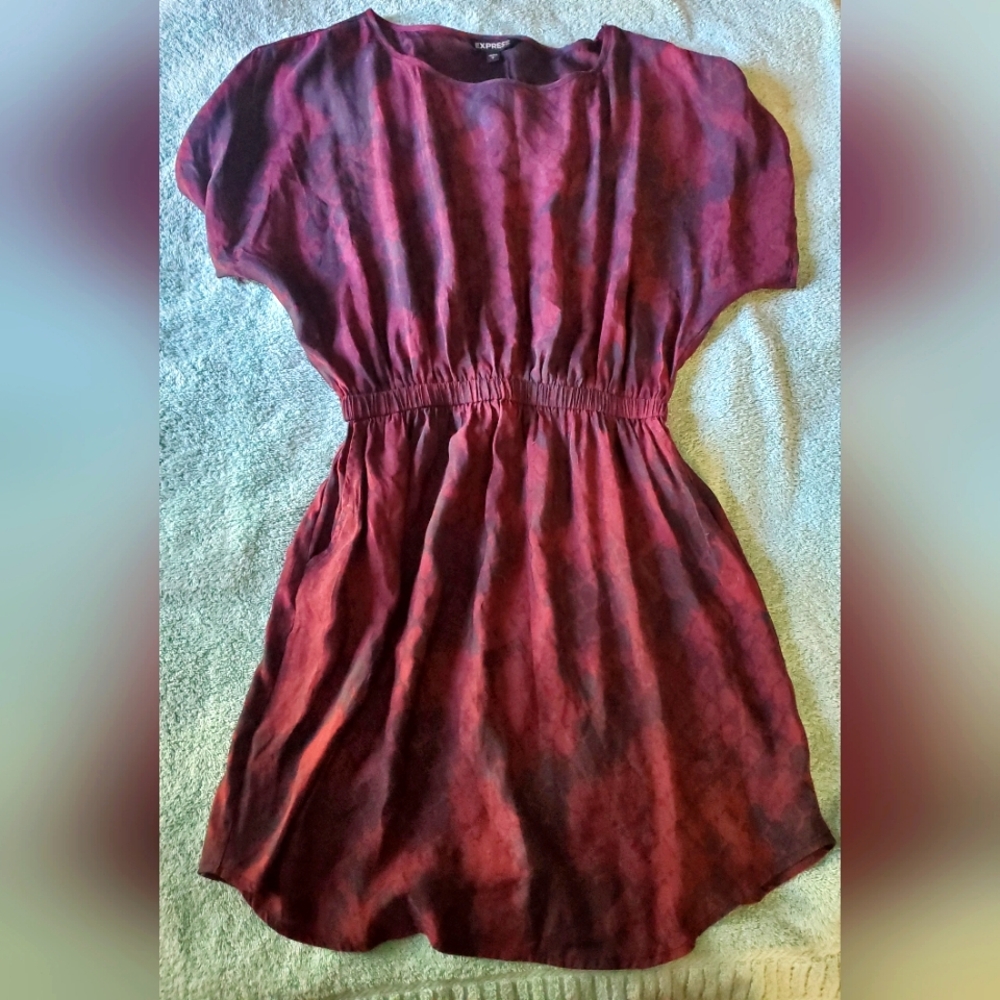 Express maroon snakeskin pattern short dress
